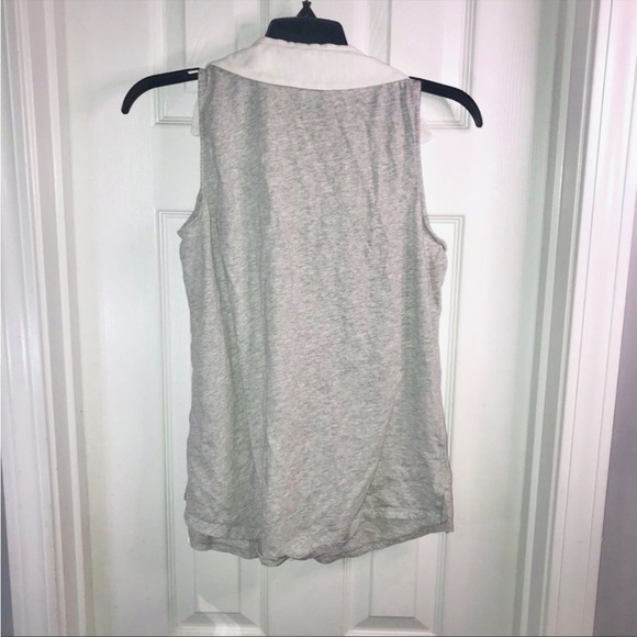 Loft Sleeveless Button Down Polo Gray White Color Block Size M - Picture 4 of 7
